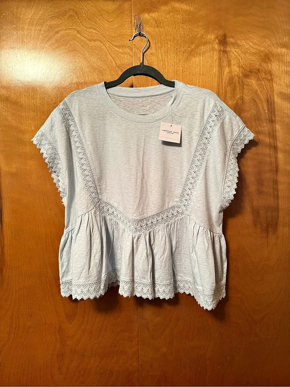 American Eagle Sunchaser Babydoll Crochet Trim Tee